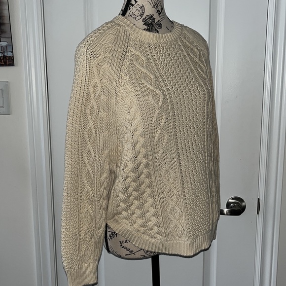 Michael Kors Ivory Cotton Cable Knit Crewneck Sweater - Picture 3 of 6